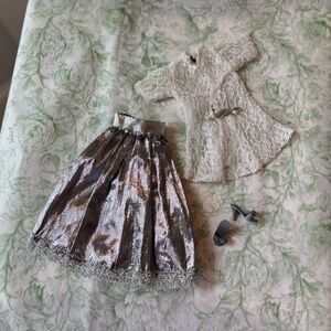 Vtg MADDIE MOD OUT OF SIGHT LACE TOP SKIRT FITS SLENDER BARBIE/FRANCIE